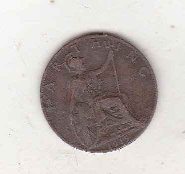 bnk mnd Marea Britanie Anglia farthing 1919 foto