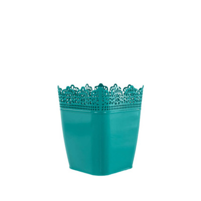 Ghiveci Dantelat Sterk, 1.7L, Turcoaz, 14.5x14.5x16 cm, Plastic, Ghiveci, Ghiveci Dantelat, Ghiveci Flori, Ghiveci Pentru Flori, Ghiveci Color, Ghivec foto