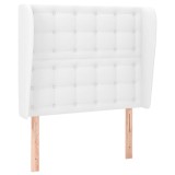 Cumpara ieftin Tablie de pat cu aripioare, alb, 83x23x118/128 cm, piele eco