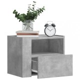 Set 2 Noptiere perete gri beton 45x30x35 cm, PAL, montare usoara, design modern