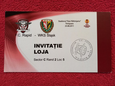 Invitatie meci fotbal RAPID BUCURESTI-SLASK WROCLAW (Europa League 25.08.2011) foto