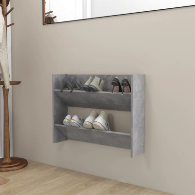 vidaXL Pantofar de perete, gri beton, 80x18x60 cm, lemn prelucrat foto