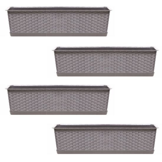 Set 4 jardiniere decorative, cafeniu, 68.5x17.3x15 cm, Ratolla Case P