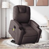 VidaXL Fotoliu electric masaj rabatabil cu ridicare maro &icirc;nchis textil