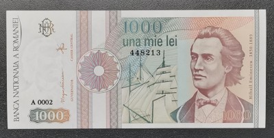 Rom&amp;acirc;nia 1000 Lei 1991 UNC impecabila din fisic foto