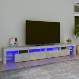 Comoda TV cu lumini LED, gri beton, 260x36,5x40cm GartenMobel Dekor, vidaXL