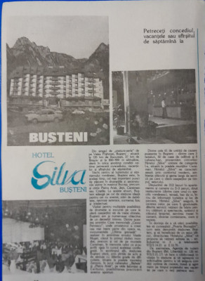 1986 Reclama Hotel Silva BUSTENI comunism 24x16 epoca aur PRAHOVA turism foto