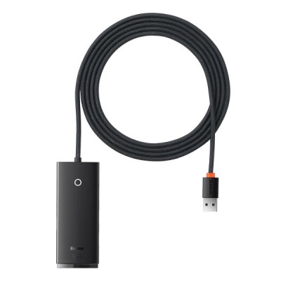 Hub USB Baseus Lite, 4 x USB-A 3.0 - 1 x USB-C, 2m, Negru WKQX030201 foto