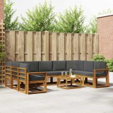 vidaXL Set de canapele de exterior cu pernă 10 pcs Natural și Antracit 3367025