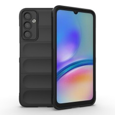 Husa pentru samsung galaxy a05s, antisoc, margini striatii, design minimalist, black foto