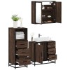 VidaXL Set mobilier de baie, 3 piese, stejar maro, lemn prelucrat 3301019