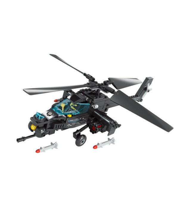 Set de construit din blocuri, model ELICOPTER DE LUPTA din 203 piese