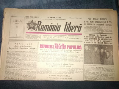 ZIARUL ROMANIA LIBERA 11 IANUARIE 1950 foto