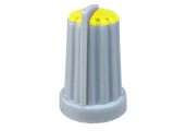 Buton pentru potentiometru, 14mm, plastic, gri-galben, 14x20mm - 127012