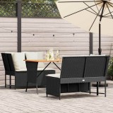 Cumpara ieftin Gossi set mobilier de gradina cu perne, 3 piese, negru, poliratan