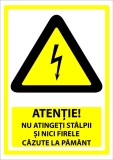 Indicator atentie nu atingeti stalpii si nici firele cazute la pamant