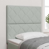 VidaXL Tăblie LED cu design &icirc;n blocuri de diamant, gri deschis, 90 cm, din catifea