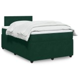 vidaXL Pat box spring cu saltea, verde &icirc;nchis, 120x200 cm, catifea 3290007