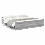 VidaXL Cadru de pat cu sertare gri sonoma 200x200 cm lemn prelucrat