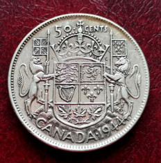 Canada - 50 Cents ( Centi ) 1944 - George VI - Argint foto