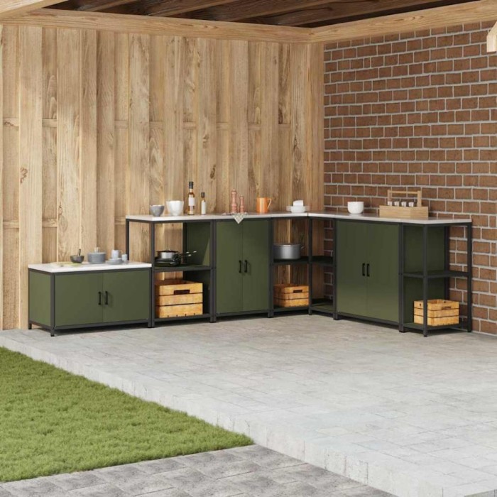 vidaXL Dulap de depozitare pentru bucătărie cu raft Verde oliv Oţel 874992