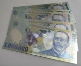 1000000 Lei 2003 &ndash; Lot 5 bucăți &ndash; Ion Luca Caragiale &ndash; Silver Edition &ndash; bancnote ornamentale / suveniruri / educaționale placate cu argint 999&permil;