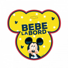 Semn auto Bebe la Bord Mickey Mouse, usor de montat, 18 x 18 cm foto