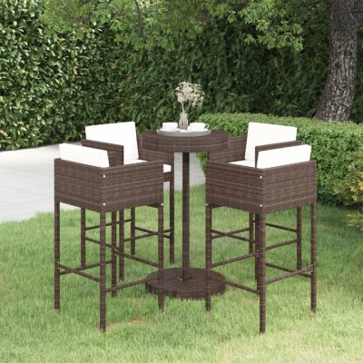 Gossi set mobilier bar de gradina cu perne, 5 piese, maro, poliratan foto