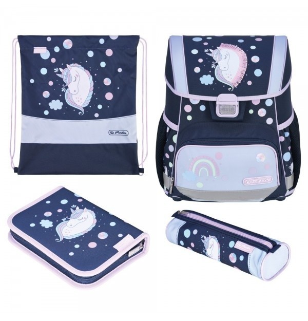 Ghiozdan fete echipat Herlitz Loop Plus, Motiv Unicorn Dreams