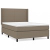 Pat box spring cu saltea, gri taupe, 140x200 cm, textil