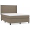 Pat box spring cu saltea, gri taupe, 140x200 cm, textil