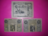 HOPCT BANCNOTA NOTGELD NR 105 - LOOSDORF - SET 3 BUC -10 ,20 SI 50 HELLER 1920 -AUSTRIA-UNC