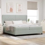 VidaXL Pat cu boxă spring LED și saltea Gri deschis 200 x 200 cm 3343832