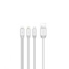 Cablu de date, XO-NB18, 3in1 (8-pin/micro/type-C) 2,4A, 1,2 m, Silver, Blister