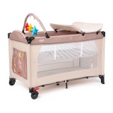Patut Pliant 2 Niveluri Juju Sleepy Baby Sweet Dreams, Masuta Infasat, Roti cu Frana, Geanta Transport, 125x65x78 cm