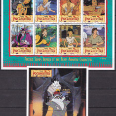 Guyana 1995 Disney Pocahontas MI 5174-5181 + bl. 462 MNH