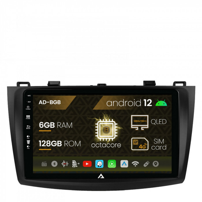 Navigatie Mazda 3 (2009-2013), Android 12, B-Octacore 6GB RAM + 128GB ROM, 9 Inch - AD-BGB9006+AD-BGRKIT320