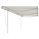 VidaXL Copertină retractabilă manual cu st&acirc;lpi, crem, 6x3 m