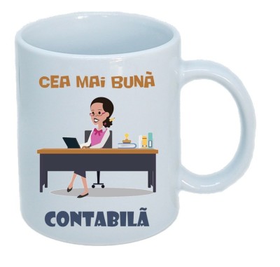 Cana alba personalizata &amp;quot; Cea mai buna contabila &amp;quot;, INOVATIX&amp;reg;. 330 ml foto
