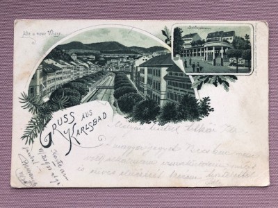 Carte postala, Litho - Salutari din KARLSBAD, Cehia, anii 1900 foto