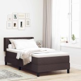 Cumpara ieftin Pat cu arcuri cu headboard Maro inchis 200 x 90 cm tesatura