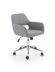 Scaun birou HM Morel, cadru cromat, tapiterie stofa, rotativ, mecanism de balans, 100 kg, gri