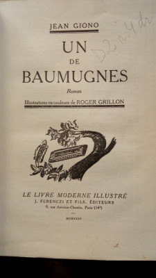 Giono Jean - Un des baumugne (1935) foto