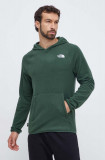 The North Face hanorac fleece culoarea verde, cu glugă, neted