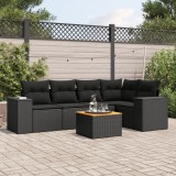 vidaXL Set mobilier de grădină cu perne, 6 piese, negru, poliratan 3225432