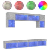 Cumpara ieftin Unitati TV de perete cu LED-uri 6 piese gri beton lemn compozit