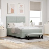 Pat VidaXL Gri Deschis 140x200 cm Catifea cu Saltea, Topper si Banca Inclusa