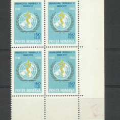 Romania MNH 1968 - A 20-a aniversare a infiintarii OMS - LP 672 X4