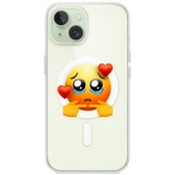 Husa personalizata apple iphone 15 plus, magsafe, pleading face with hearts