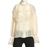 Bluza ivory cu dantela si guler decorat cu perle